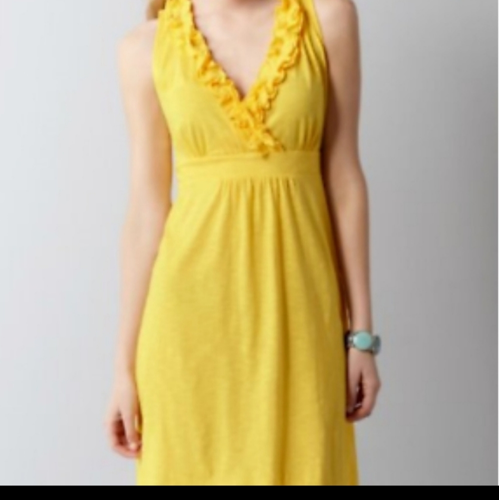 Ann Taylor LOFT Solid Yellow Sundress